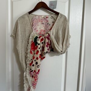 Umgee Beige and Multicolor Fringe Top